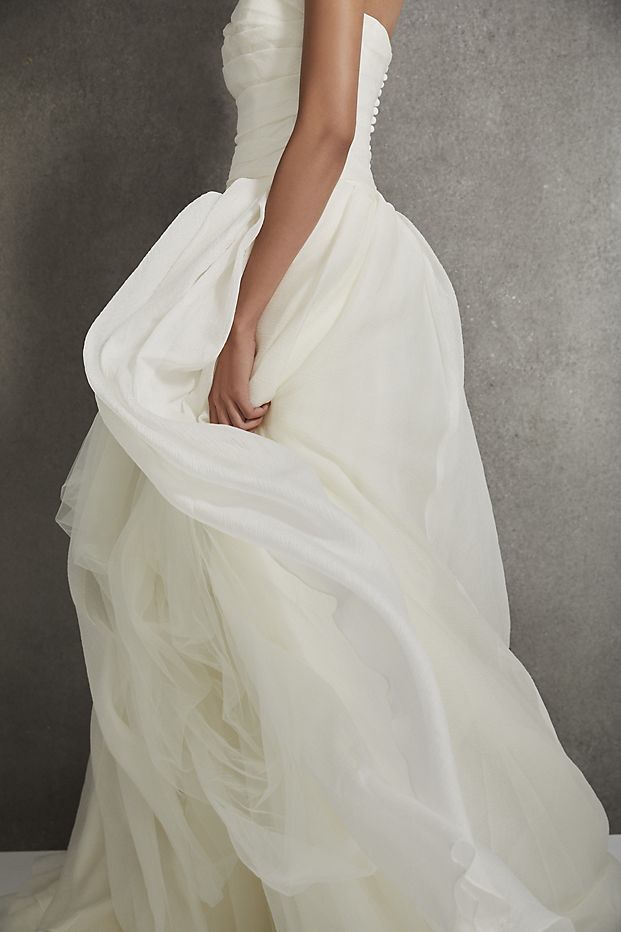 White Textured Organza Wedding Dress