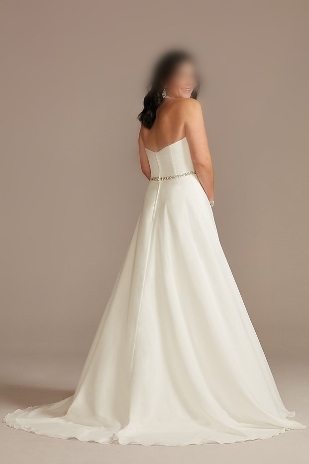 Chiffon Halter Plunge Beaded Waist Wedding Dress