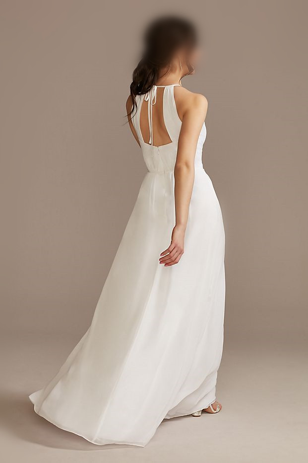 Chiffon A-Line Wedding Dress with Tie Back