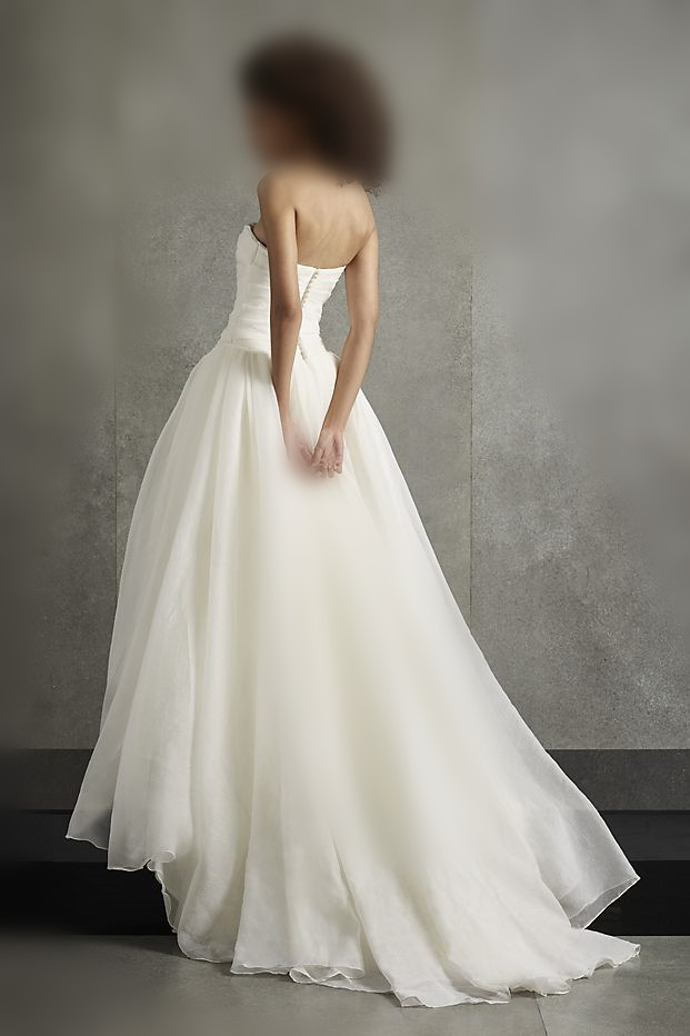 White Textured Organza Wedding Dress