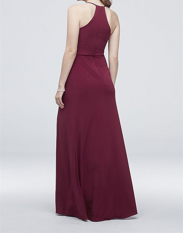 Drapey Jersey V-Neck Sheath with Gathered Waist