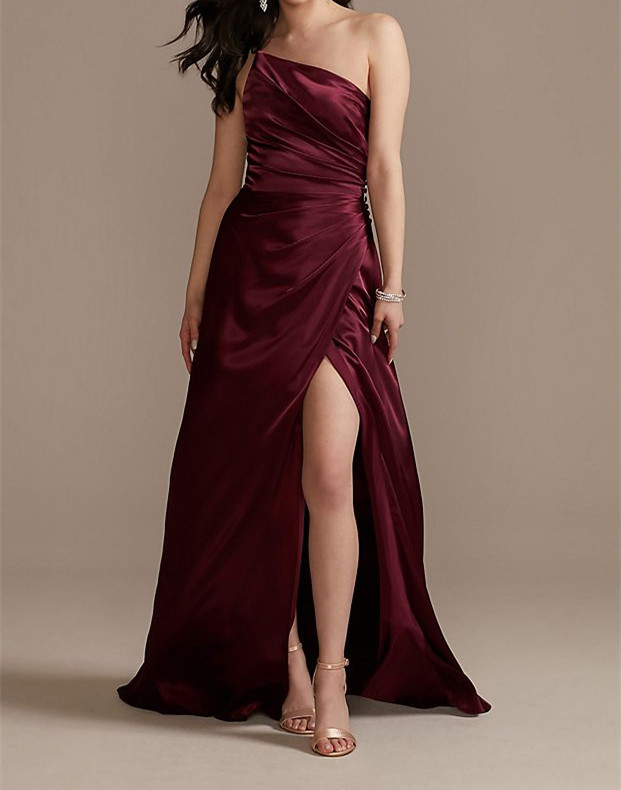 Charmeuse Draped One-Shoulder Bridesmaid Dress