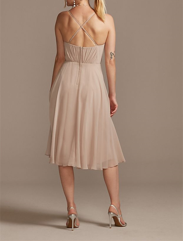 Spaghetti Strap Chiffon Short Bridesmaid Dress