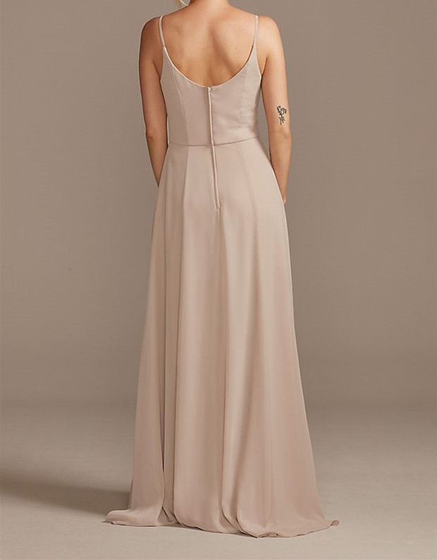 Cowl Neck Chiffon Bridesmaid Dress with Slit