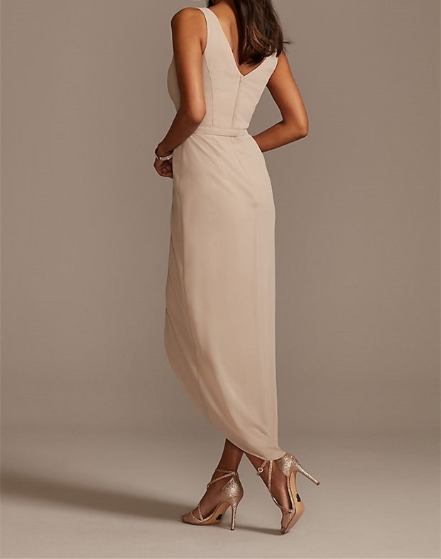 Tank Draped Chiffon Tulip Hem Bridesmaid Dress