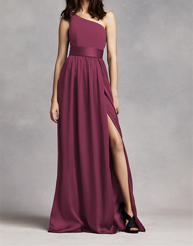 One Shoulder Dress with Satin Sash