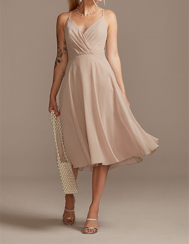 Spaghetti Strap Chiffon Short Bridesmaid Dress