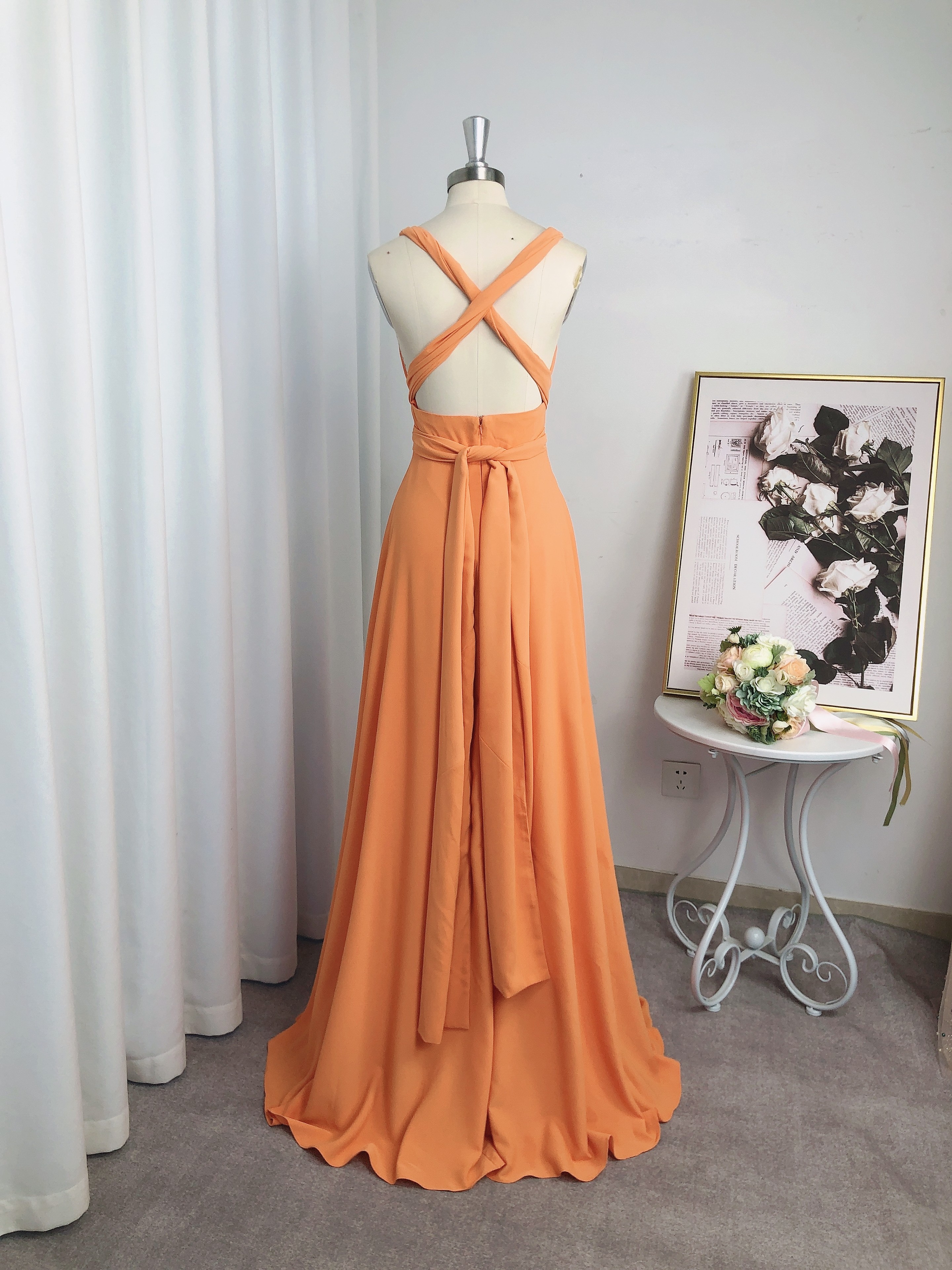 A-Line/Princess Jersey Ruched V-neck Sleeveless Floor-Length Bridesmaid Dresses 2323