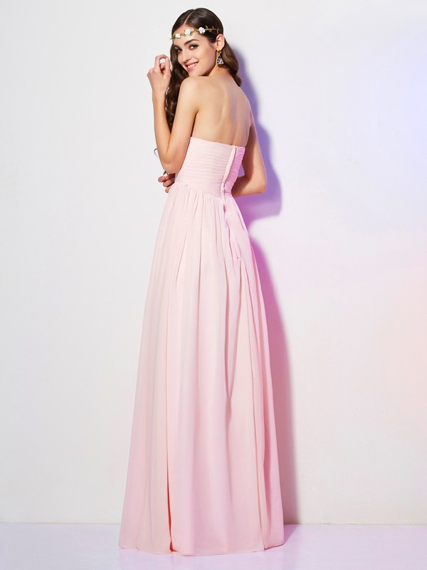 A-Line/Princess Sweetheart Sleeveless Long Pleats Chiffon Bridesmaid Dresses 2741