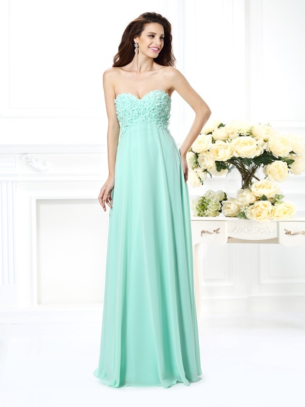 A-Line/Princess Sweetheart Sleeveless Long Chiffon Bridesmaid Dresses 2740