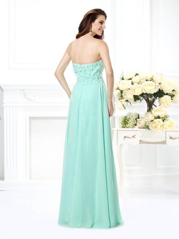 A-Line/Princess Sweetheart Sleeveless Long Chiffon Bridesmaid Dresses 2740