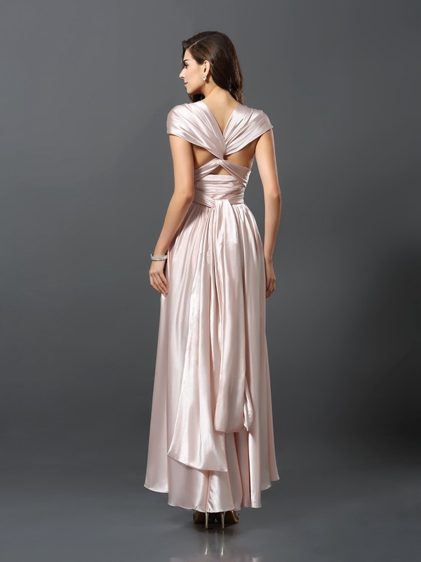 Sheath/Column Sleeveless High Low Silk like Satin Convertible Bridesmaid Dresses 3098