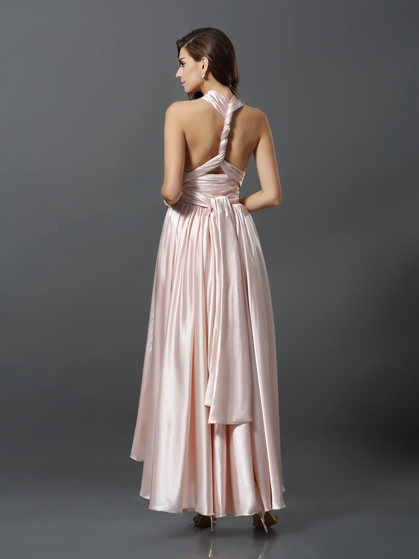 Sheath/Column Sleeveless High Low Silk like Satin Convertible Bridesmaid Dresses 3098