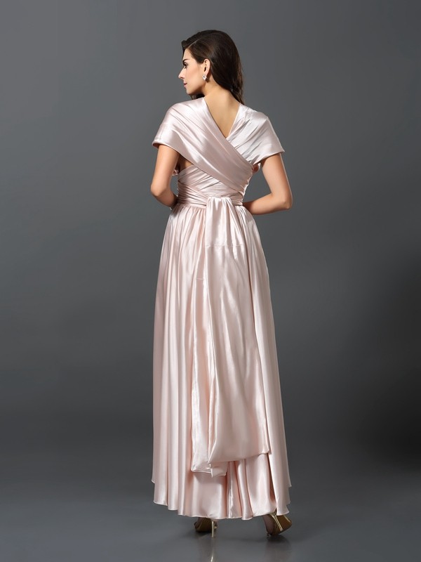 Sheath/Column Sleeveless High Low Silk like Satin Convertible Bridesmaid Dresses 3098