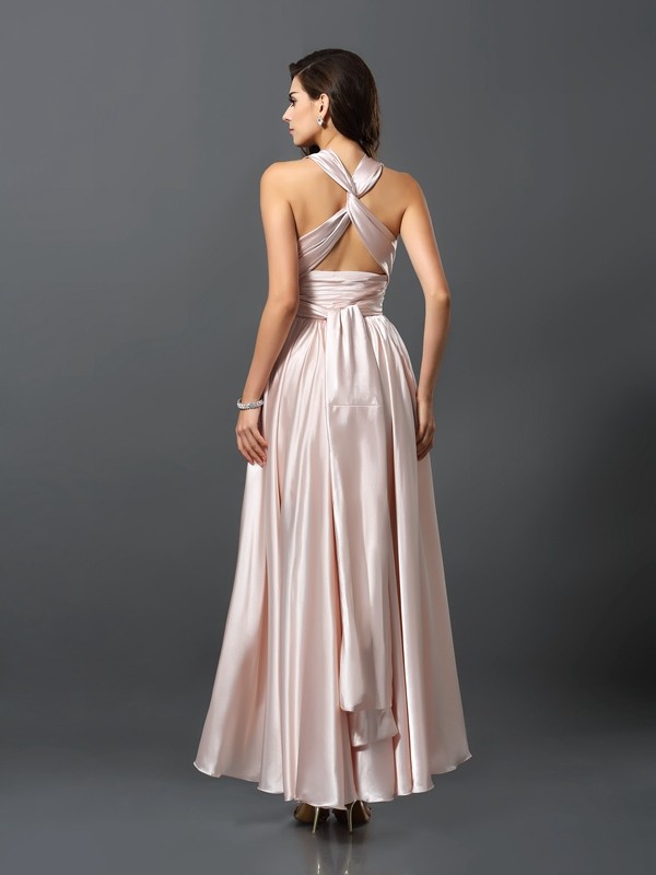 Sheath/Column Sleeveless High Low Silk like Satin Convertible Bridesmaid Dresses 3098