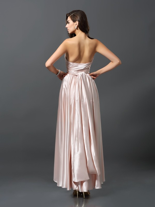 Sheath/Column Sleeveless High Low Silk like Satin Convertible Bridesmaid Dresses 3098