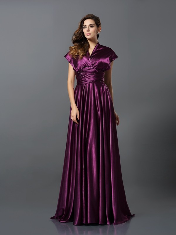 A-Line/Princess Pleats Sleeveless Long Silk like Satin Convertible Bridesmaid Dresses 2426