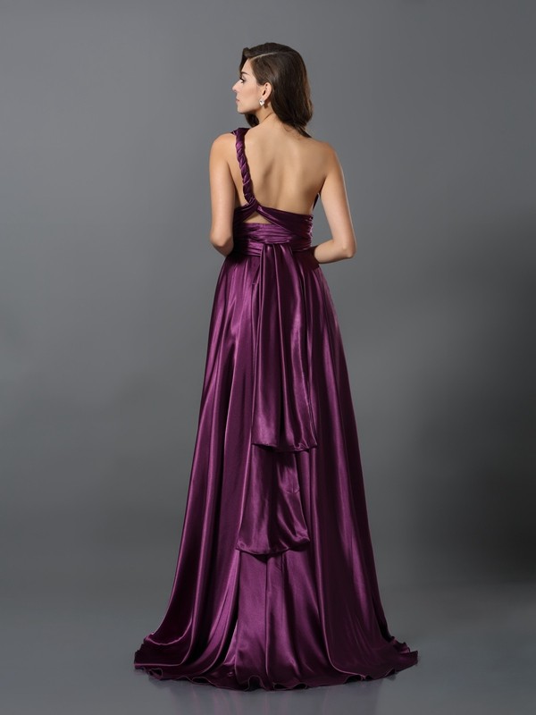 A-Line/Princess Pleats Sleeveless Long Silk like Satin Convertible Bridesmaid Dresses 2426