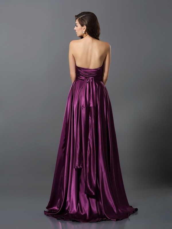 A-Line/Princess Pleats Sleeveless Long Silk like Satin Convertible Bridesmaid Dresses 2426