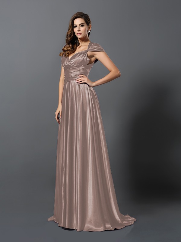 A-Line/Princess Pleats Sleeveless Long Silk like Satin Convertible Bridesmaid Dresses 2426