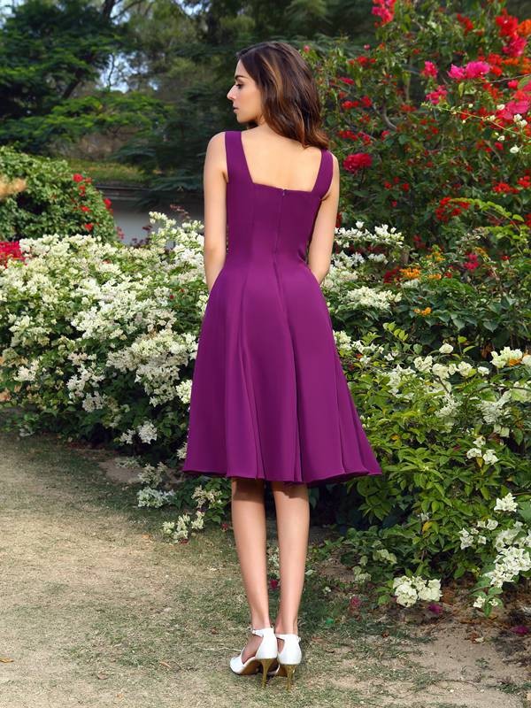 A-Line/Princess Square Sleeveless Short Chiffon Bridesmaid Dresses 2559