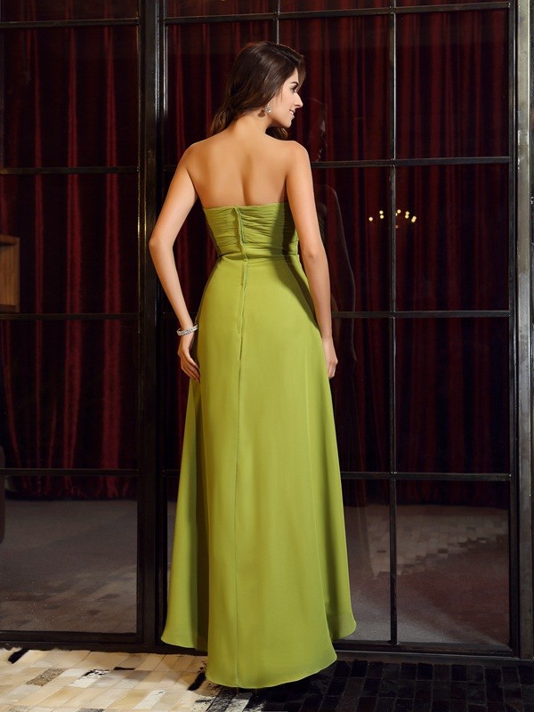 A-Line/Princess Strapless Sleeveless High Low Chiffon Bridesmaid Dresses 2600