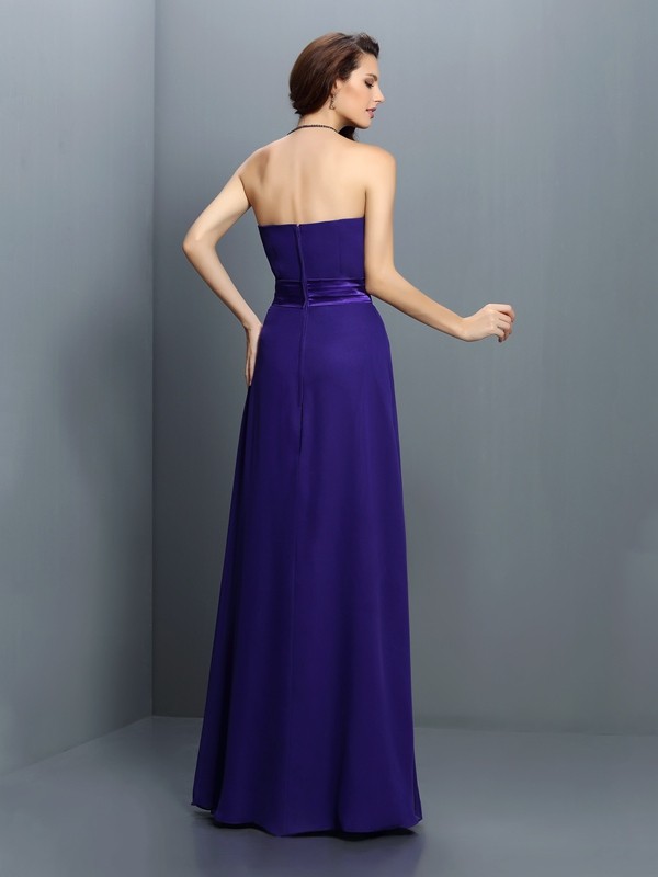 A-Line/Princess Sweetheart Pleats Sleeveless Long Chiffon Bridesmaid Dresses 2693