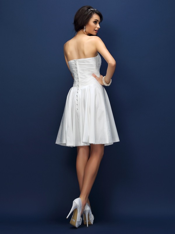 A-Line/Princess Sweetheart Pleats Sleeveless Short Taffeta Bridesmaid Dresses 2706