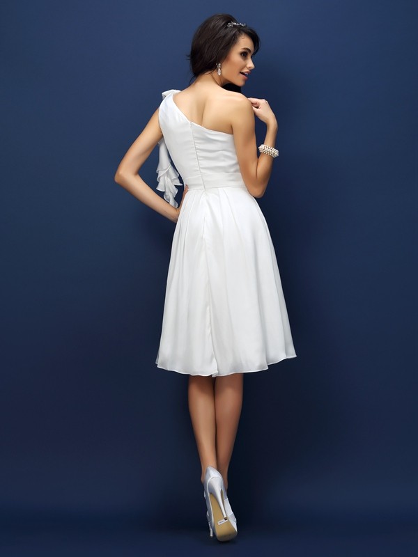 A-Line/Princess One-Shoulder Sleeveless Short Chiffon Bridesmaid Dresses 2419