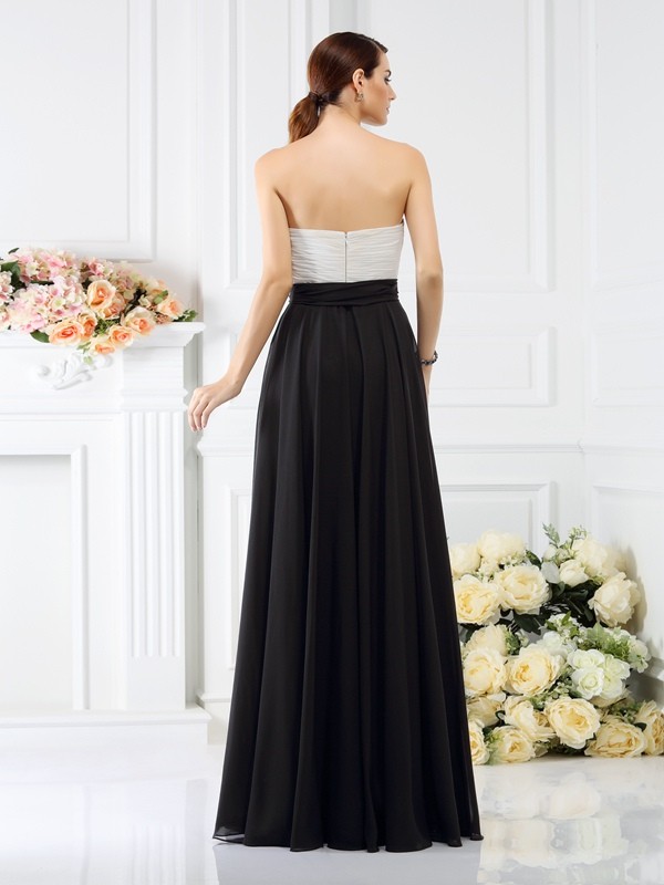 A-Line/Princess Strapless Sash/Ribbon/Belt Sleeveless Long Chiffon Bridesmaid Dresses 2586