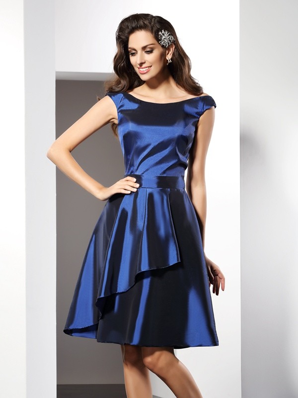 A-Line/Princess Scoop Sleeveless Short Taffeta Bridesmaid Dresses 2463