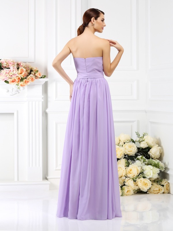 A-Line/Princess Strapless Sash/Ribbon/Belt Sleeveless Long Chiffon Bridesmaid Dresses 2587