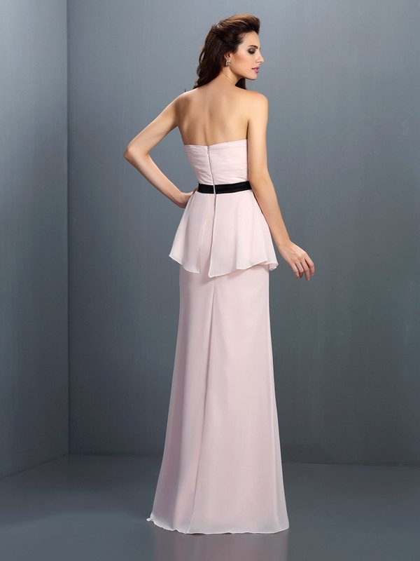 Sheath/Column Sweetheart Sash/Ribbon/Belt Sleeveless Long Chiffon Bridesmaid Dresses 3206