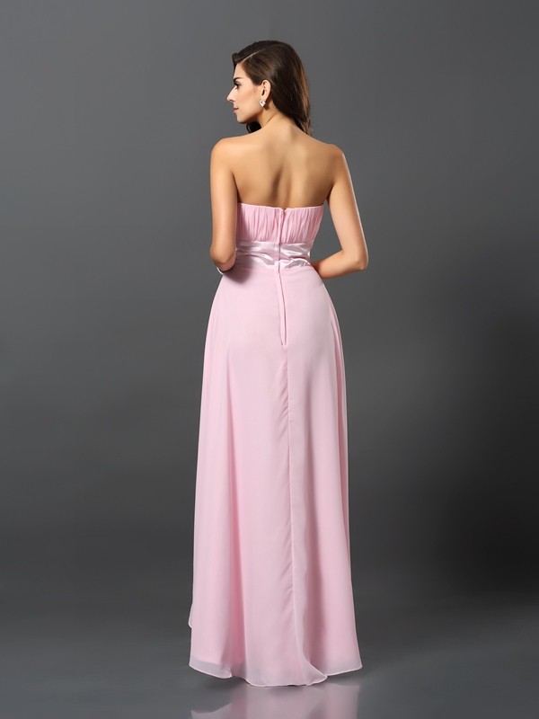 A-Line/Princess Strapless Sleeveless High Low Chiffon Bridesmaid Dresses 2601