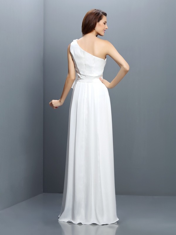 A-Line/Princess One-Shoulder Ruffles Sleeveless Long Chiffon Bridesmaid Dresses 2391