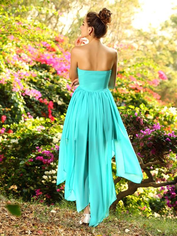 A-Line/Princess Sweetheart Beading Sleeveless High Low Chiffon Bridesmaid Dresses 2668