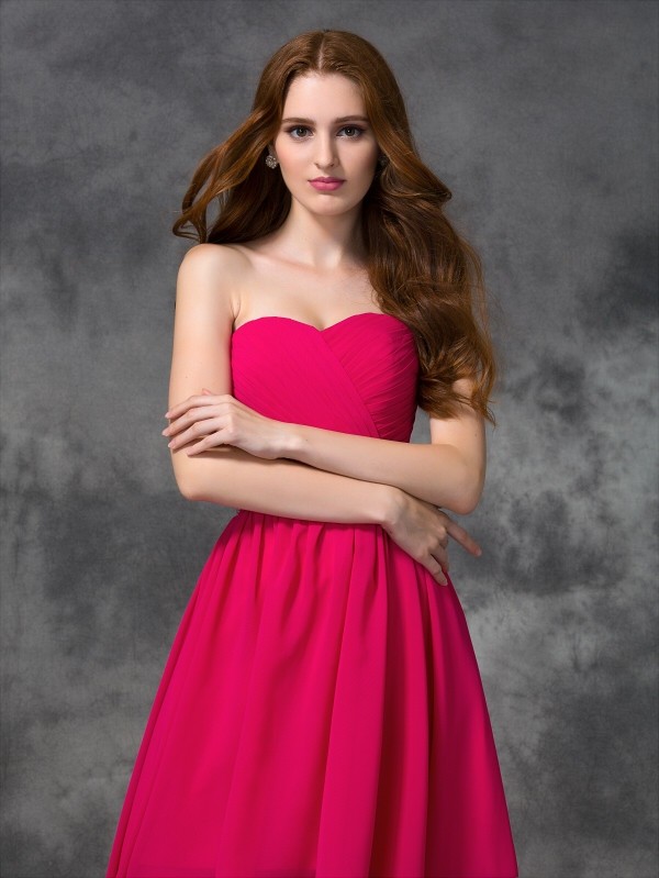 A-line/Princess Sweetheart Beading Sleeveless High Low Chiffon Bridesmaid Dresses 2669