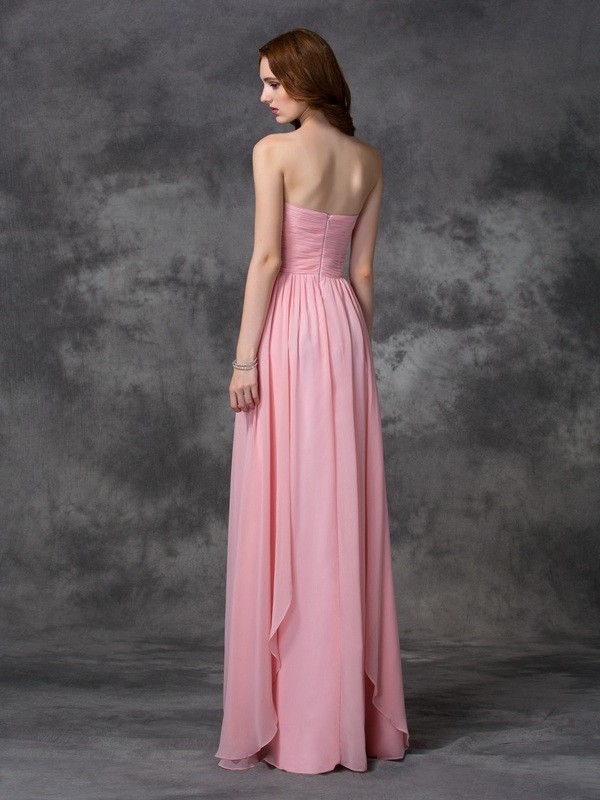 A-line/Princess Sleeveless Sweetheart Ruffles Long Chiffon Bridesmaid Dresses 2530