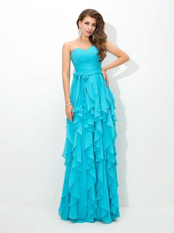 A-Line/Princess Sweetheart Layers Sleeveless Long Chiffon Bridesmaid Dresses 2685