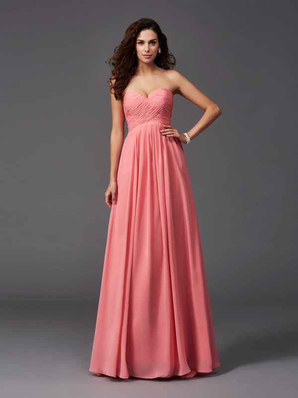 A-Line/Princess Sweetheart Ruffles Sleeveless Long Chiffon Bridesmaid Dresses 2715