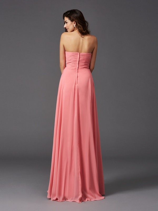 A-Line/Princess Sweetheart Ruffles Sleeveless Long Chiffon Bridesmaid Dresses 2715