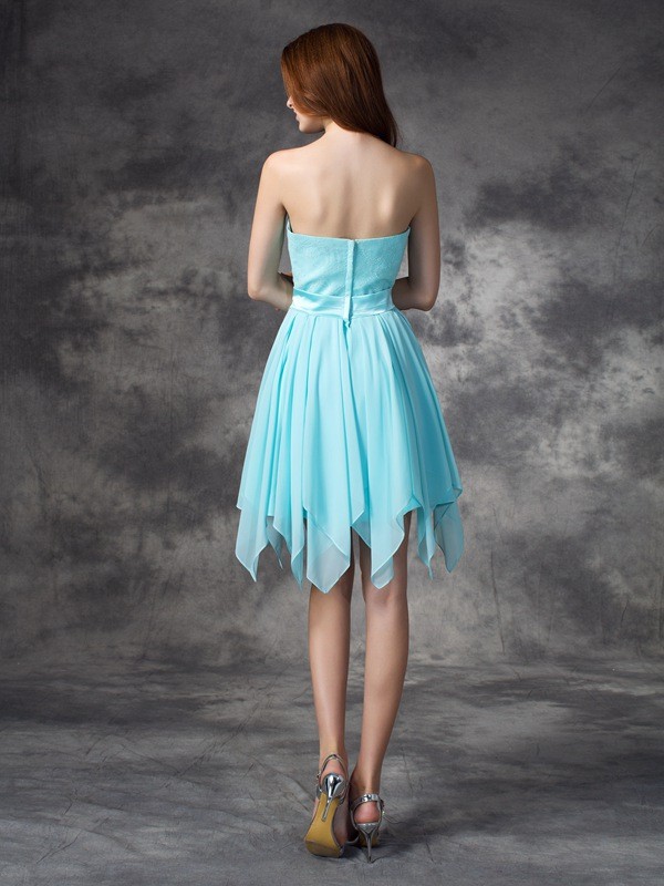 A-line/Princess Sweetheart Ruffles Sleeveless Short Chiffon Bridesmaid Dresses 2719