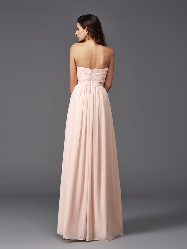 A-Line/Princess Sweetheart Pleats Sleeveless Long Chiffon Bridesmaid dresses 2697