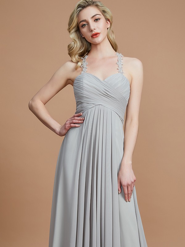 A-Line/Princess Sweetheart Sleeveless Ruched Floor-Length Chiffon Bridesmaid Dresses 2748