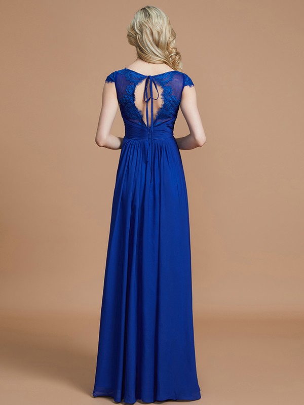 A-Line/Princess V-neck Sleeveless Ruched Floor-Length Chiffon Bridesmaid Dresses 2848