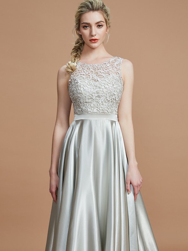 A-Line/Princess Bateau Sleeveless Ruffles Asymmetrical Silk like Satin Bridesmaid Dresses 2116