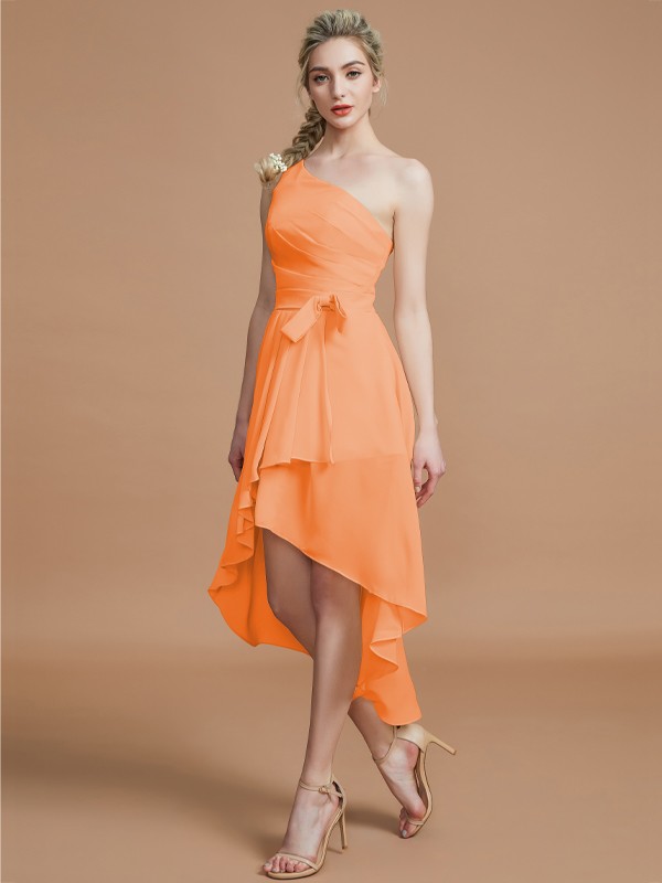 A-Line/Princess One-Shoulder Sleeveless Layers Asymmetrical Chiffon Bridesmaid Dresses 2405