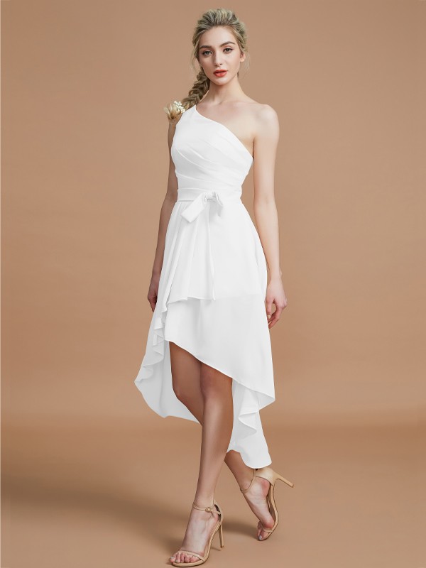 A-Line/Princess One-Shoulder Sleeveless Layers Asymmetrical Chiffon Bridesmaid Dresses 2405