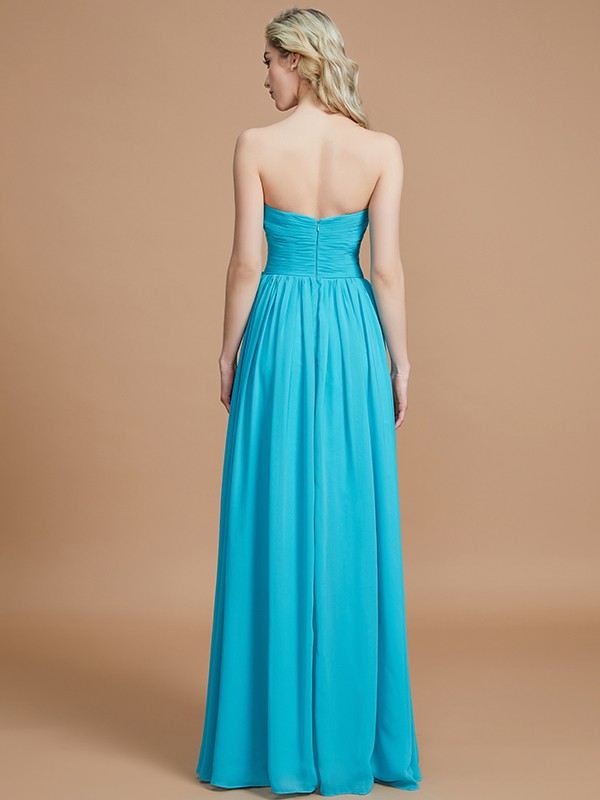 Empire Sweetheart Sleeveless Ruched Floor-Length Chiffon Bridesmaid Dresses 2867