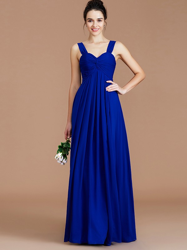 Empire Sweetheart Sleeveless Ruched Floor-Length Chiffon Bridesmaid Dresses 2868